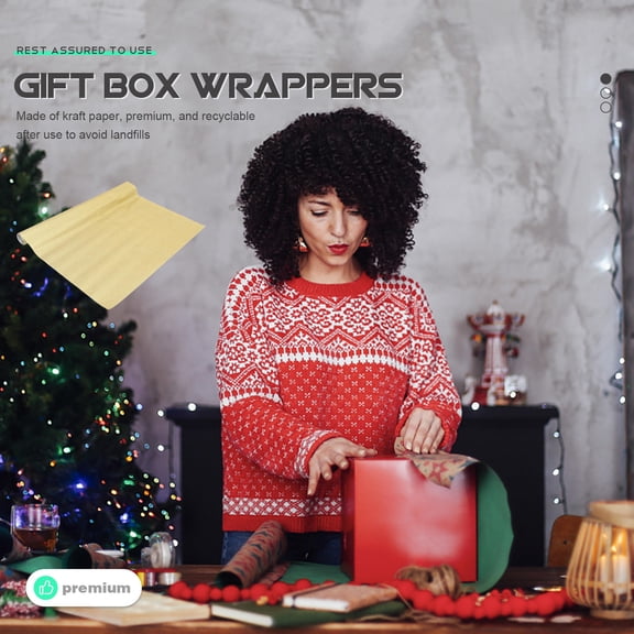 HONMEET 2 Sheets of Creative Wrapping Paper Golden for Ideas