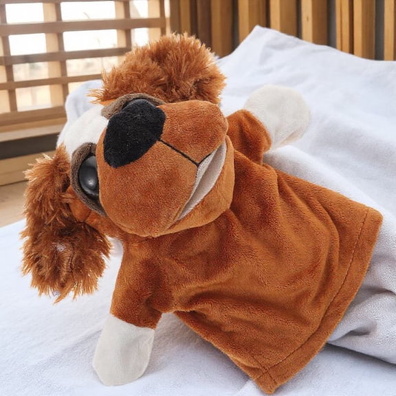 HONMEET Dog Cartoon Hand Puppet Brown Hand Puppet Toy for Develop Vocabulary 1Pack