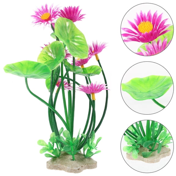 HONMEET Plastic Aquarium Lotus Flower in Purple Decorative Fish Tank Plant for Freshwater Tanks
