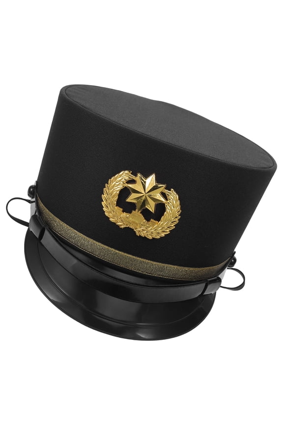 Black Railway Conductor Cap Material for Holiday, Parade, and Costume Use
