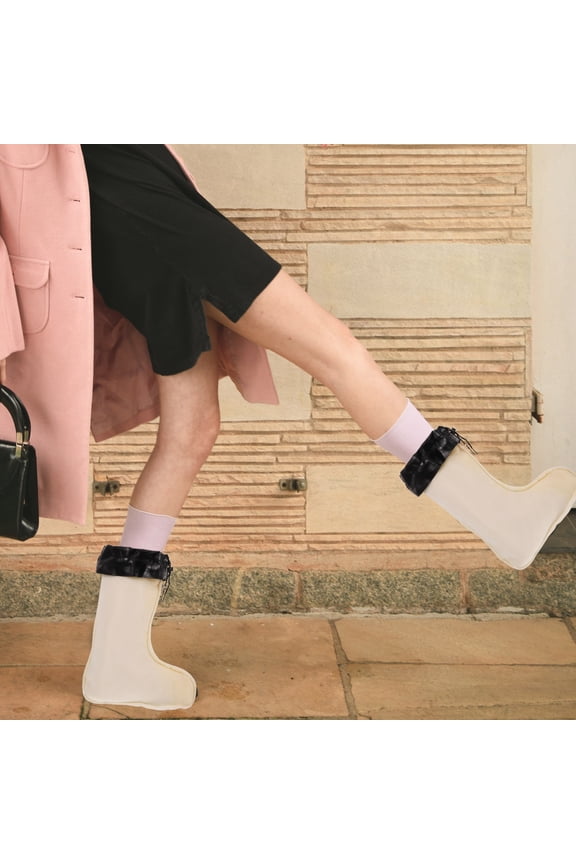 Womens Insulated Boot Liners, White Cotton Staple Rain Boot Sock Inserts, 1 Pair for Cold Weather Comfort