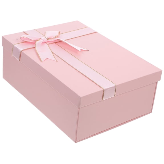 HONMEET Rectangular Pink Wrapping Box with Ribbon Bowknot Protects Gifts for Various Occasions