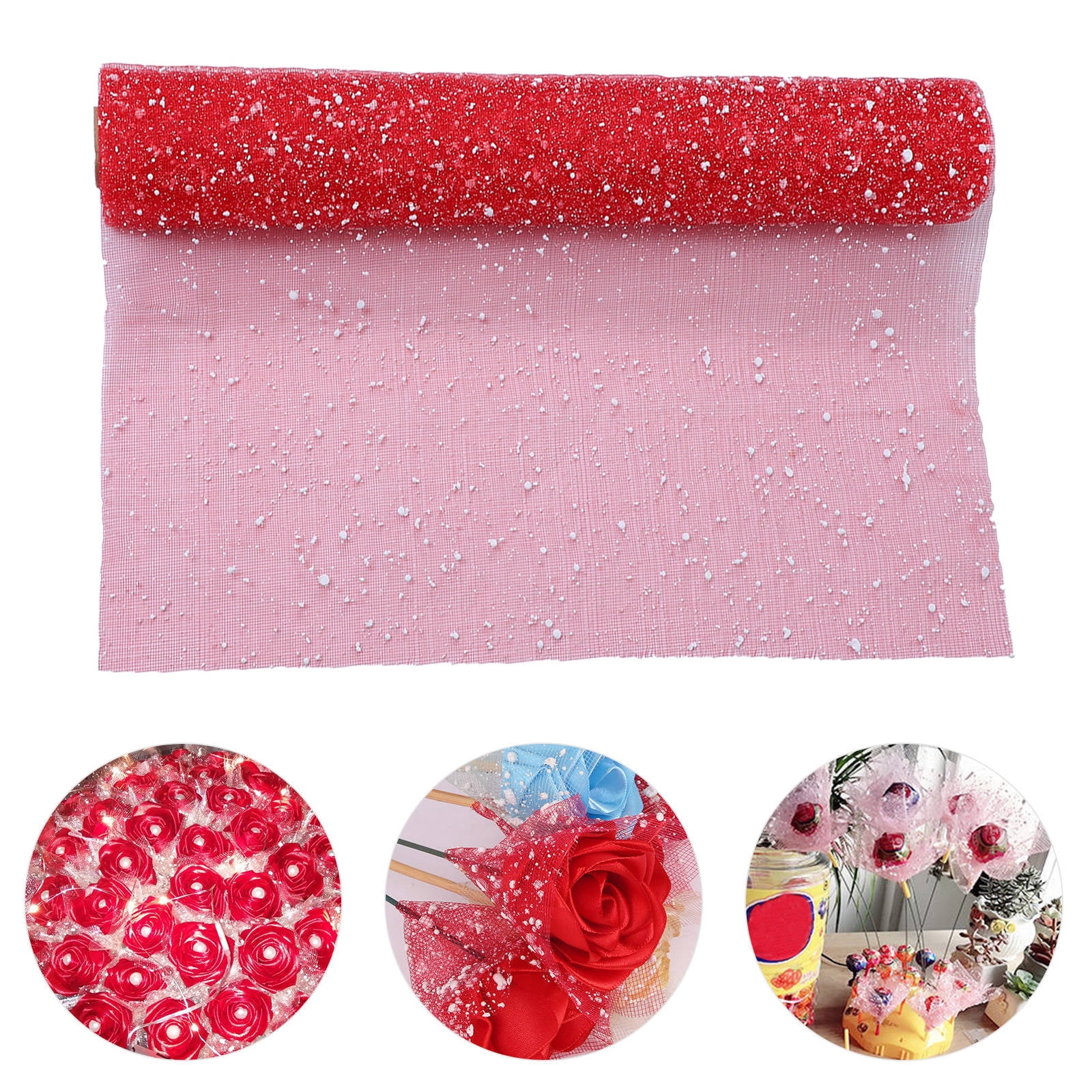 HONMEET Red Bouquet Wrapping Material Yarn Snow Gauze for Flower Decoration and Packaging 10.5x10.5 Inches