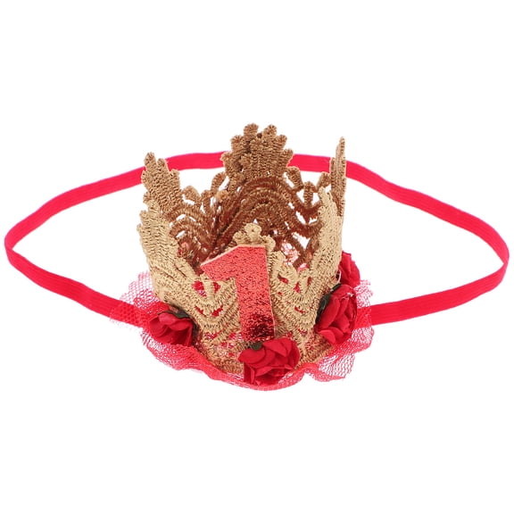 HONMEET Red Felt Crown Hat 1Pack for Baby and Child Birthday Theme Party Atmosphere