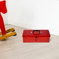 thumbnail image 1 of HONMEET Red Metal Tool Box 1Pcs Portable Tool Storage For Household Tools, 1 of 6