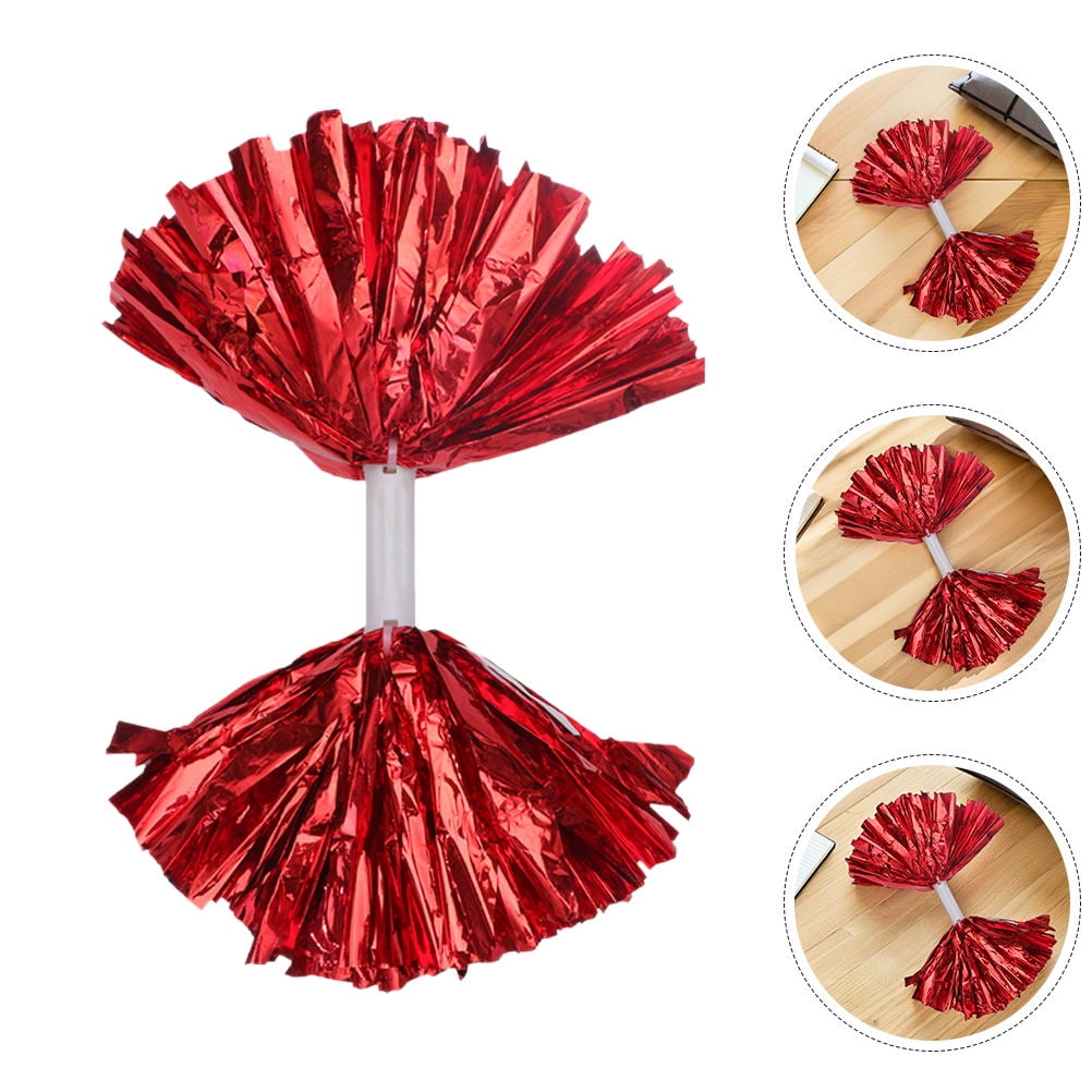 HONMEET Red Cheerleading Pom Poms, Set of 4 Lightweight Plastic Handheld Spirit Pom Poms for Sports and Dance