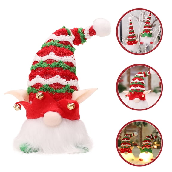 HONMEET Red Plush Christmas Gnome Ornament with Soft Glow for Holiday Home Decoration