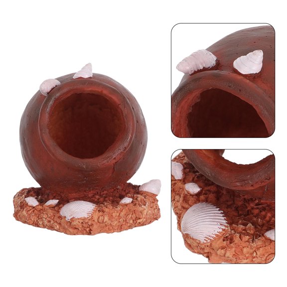 HONMEET Red Porous Aquarium Hide Cave Pot for Fish Tank Landscaping Decor and Shelter