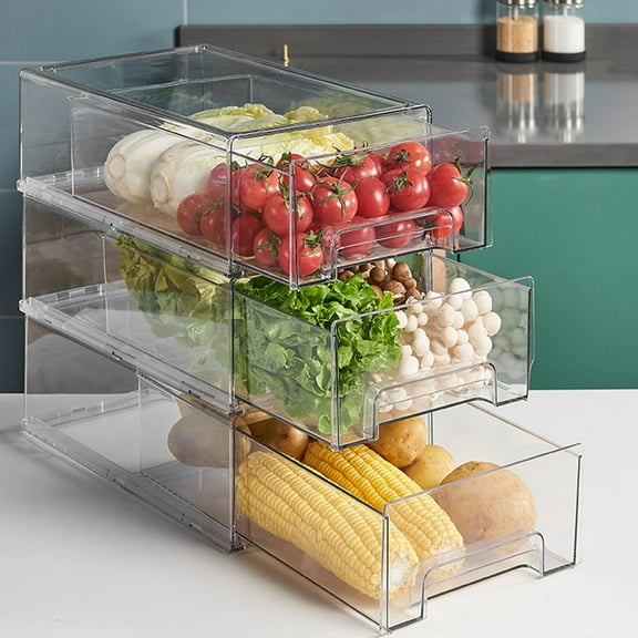 HONMEET Refrigerator Storage Space Saving Fridge Storage Box Transparent PET 1Set