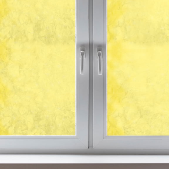 HONMEET Removable Yellow Faux Stained Glass Window Film with Light Blocking and Heat Insulation