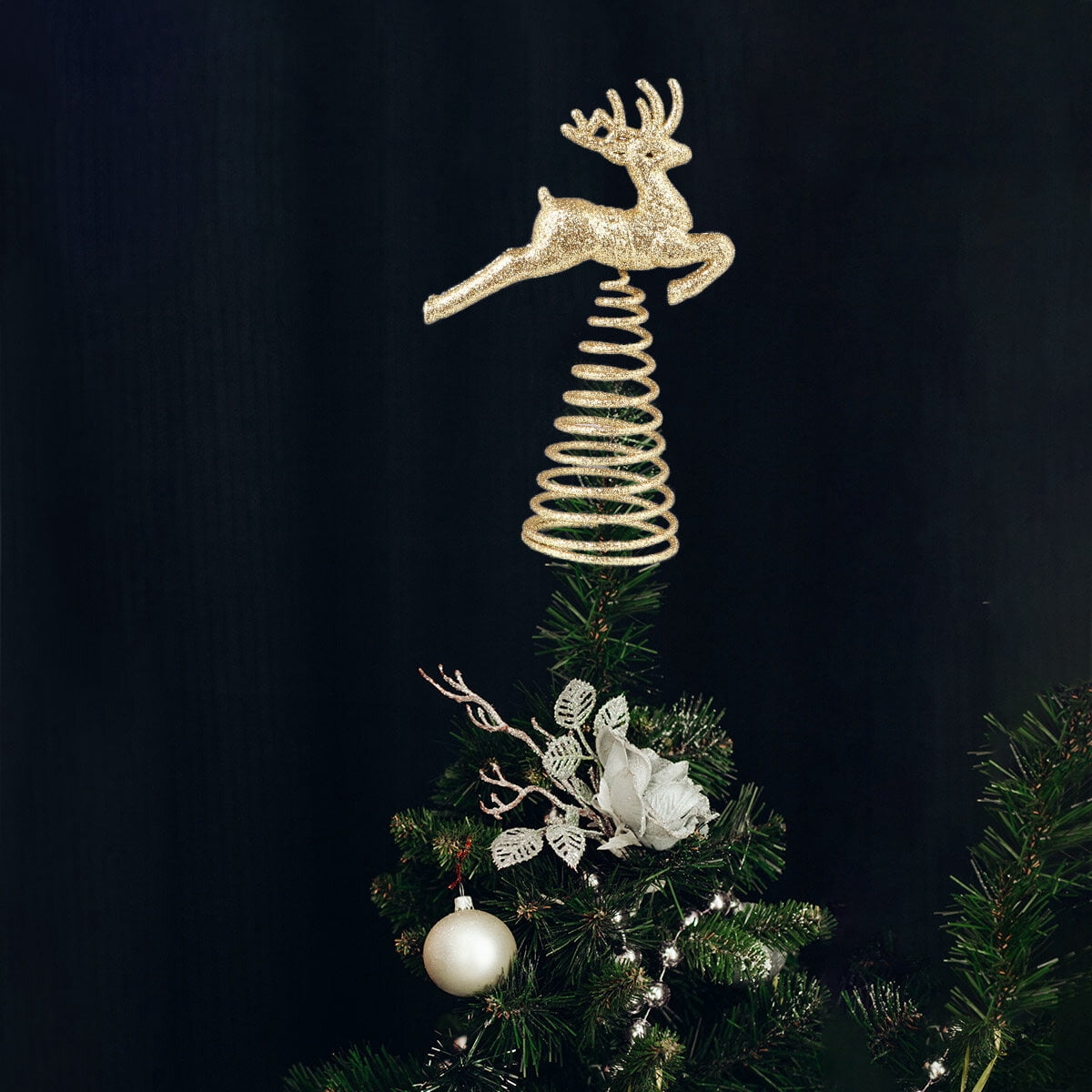 HONMEET Rentier Baumspitze Weihnachten Tree Topper Iron Decoration Golden 1Pack