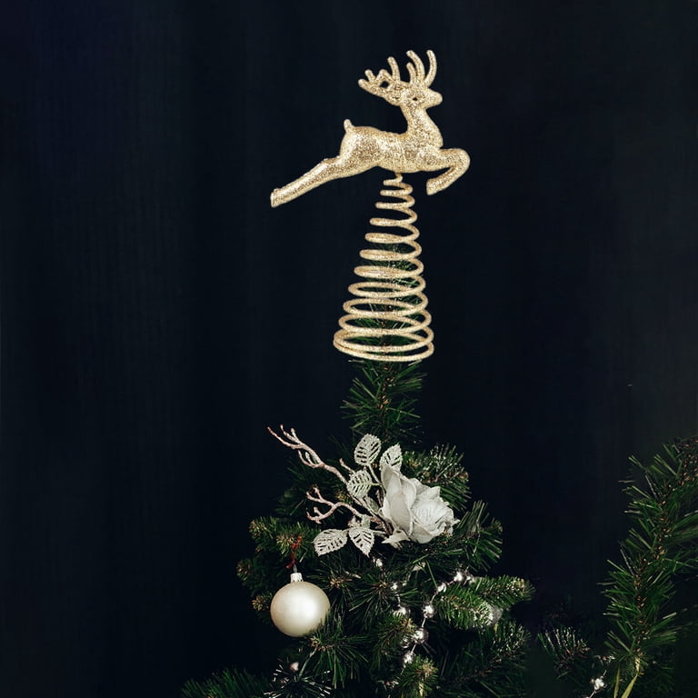 baumspitze weihnachten HONMEET Rentier Tree Topper Iron Decoration Golden 1Pack Wohnwand Eiche mit LED,