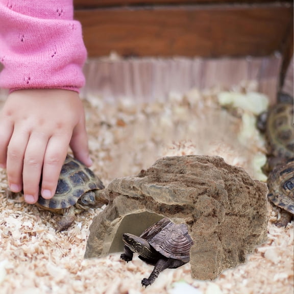 HONMEET Light Brown Resin Reptile Hide Cave for Terrarium Decor, Safe Pet Supply Habitat Accessory