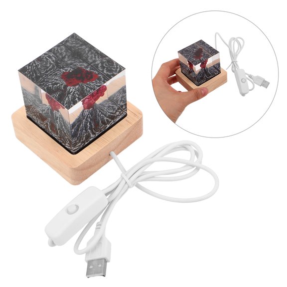 HONMEET Resin Volcano Cube Lamp with USB Cable for Bedroom Bedside and Living Room Table Lighting