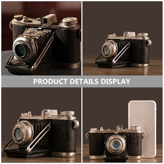 HONMEET Vintage Style Camera Resin Ornament, Black Retro Camera Figurine for Home Decor, Dining Table Decoration, Collectible