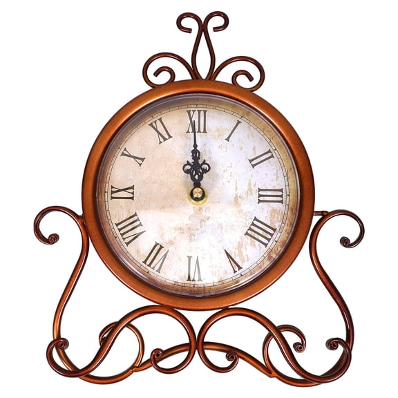 HONMEET Vintage Iron Table Clock European Style Antique Retro for Desk