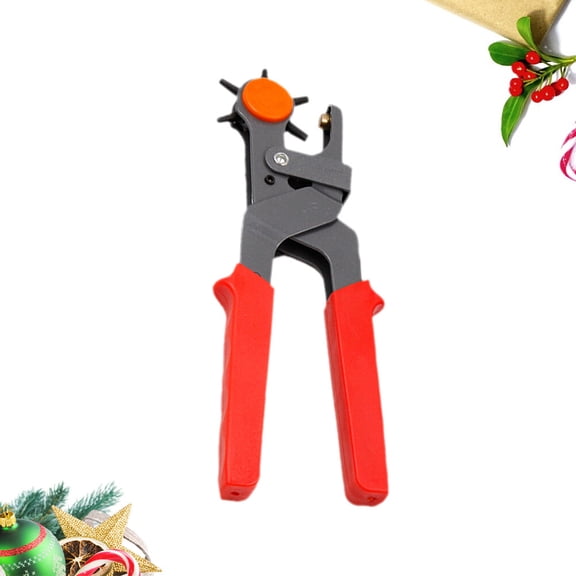 HONMEET Revolving Punch Plier Kit for Belt Punching Carbon Steel with Anti Slip Red Handle