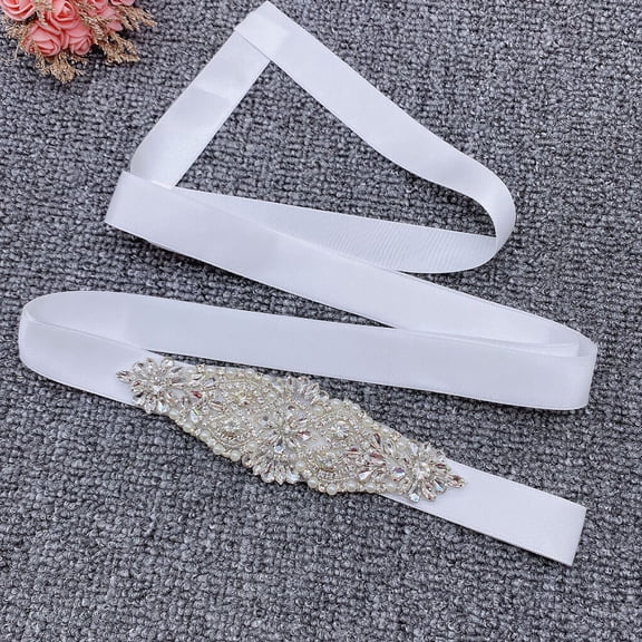 HONMEET Women's Sparkling Rhinestone Belt Bridal Waistband Elegant White Wedding Dress Accessory for Special Occasions