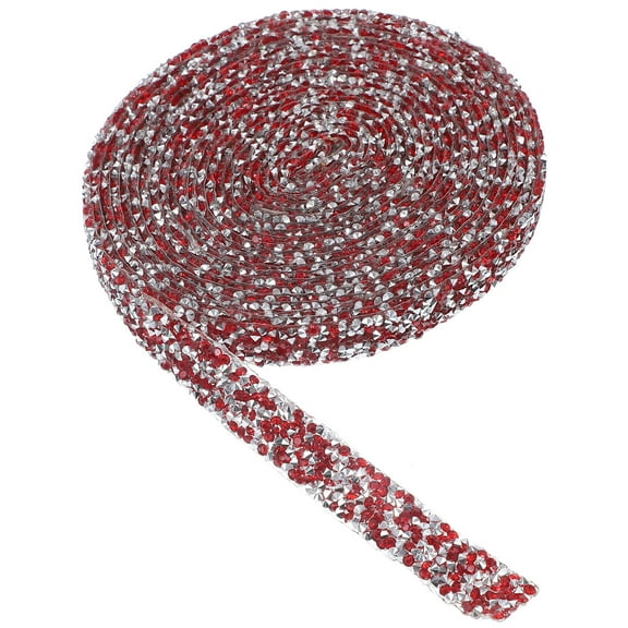 HONMEET Red Resin Rhinestone Ribbon Strips, Self-Adhesive Non-Fading Craft Decorations for Clothing, Accessories, Projects