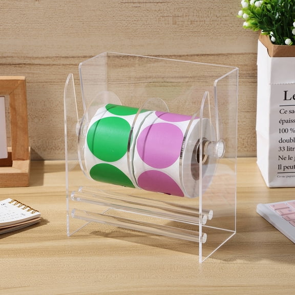 HONMEET Portable Sticker Roll Dispenser, Lightweight Transparent Acrylic Holder for Office, School, and Home Use