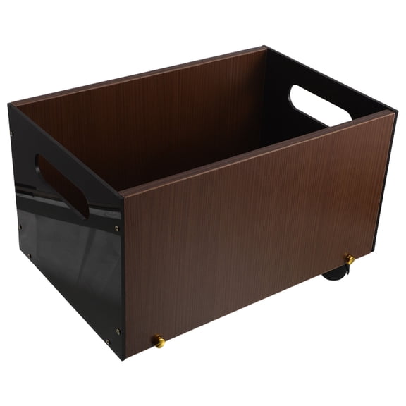 HONMEET Vintage Wooden Rolling Storage Box for Classroom, Office, and Home Books Organizer with Wheels