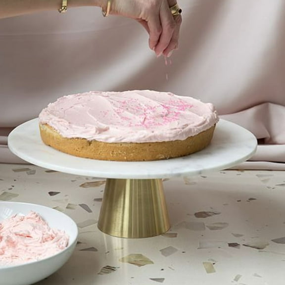 HONMEET Round Cake Display Tray Marble Dessert Display Stand 1Pcs