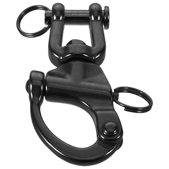 HONMEET Sailing Rigging Stainless Steel Snap Shackle with Swivel Eye Spring Loaded Quick Release Black