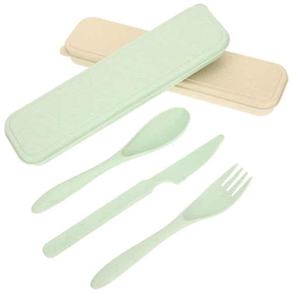 HONMEET Portable Camping Picnic Tableware Set, 2 Sets Assorted Colors, Plastic, Lightweight and Easy to Clean