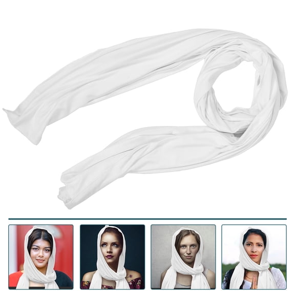 HONMEET White Soft Cloth Female Headscarf Hair Wrap Scarf for Winter Warmth and Comfort