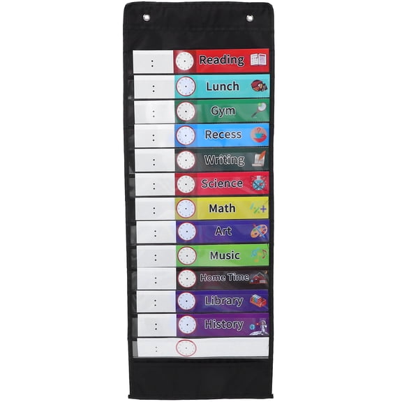 HONMEET Schedule Chart 1Set Black Rectangular Hanging Bag With Oxford Cloth For Home Organization