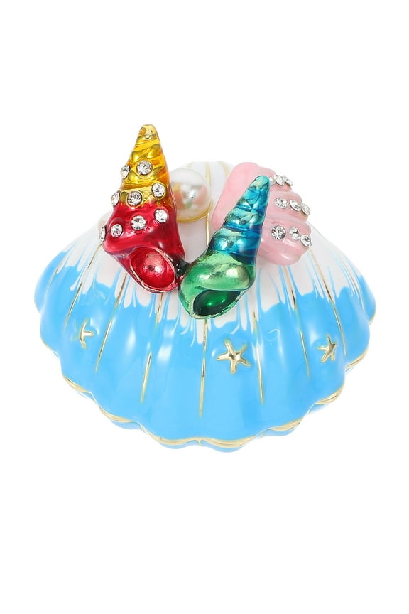Seashell Jewelry Box Zinc Alloy Elegant Design for Women Home Use, Stylish Shell Collection Holder, 1 Piece