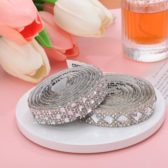 HONMEET Plated Rhinestone Ribbon Roll for Crafts, Glass Trim Embellishment, Sparkling Decorative Crafting Material