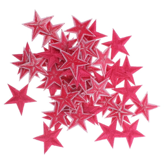 HONMEET Clothing Iron On Patches Star Embroidered Applique Rosy Pink Flannelette 50Pcs 1.2In