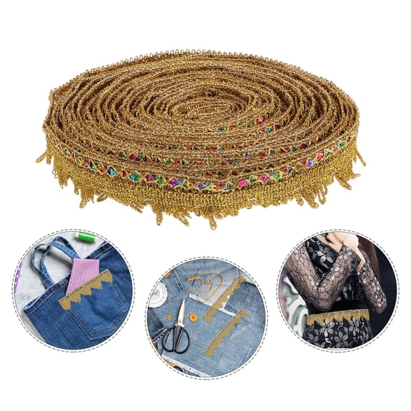 HONMEET Golden Lace Trim for Crafts with Sequins Decorative Polyester Pet