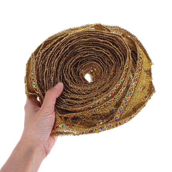HONMEET Golden Lace Trim for Crafts with Sequins Decorative Polyester Pet