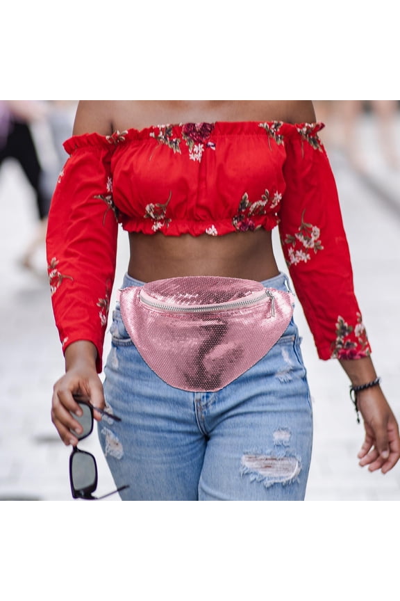 Silberne Bauchtasche Fanny Pack PU Casual Style for Traveling 1Pcs