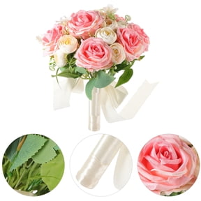 HONMEET Multicolor Artificial Rose Bridal Bouquet, Realistic Fake Flowers for Wedding, Home Decor, Party Decoration, and Special Events