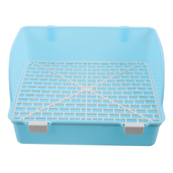 HONMEET Sky Blue Large Pet Litter Box for Rabbits and Small Animals with Anti Spill Feature
