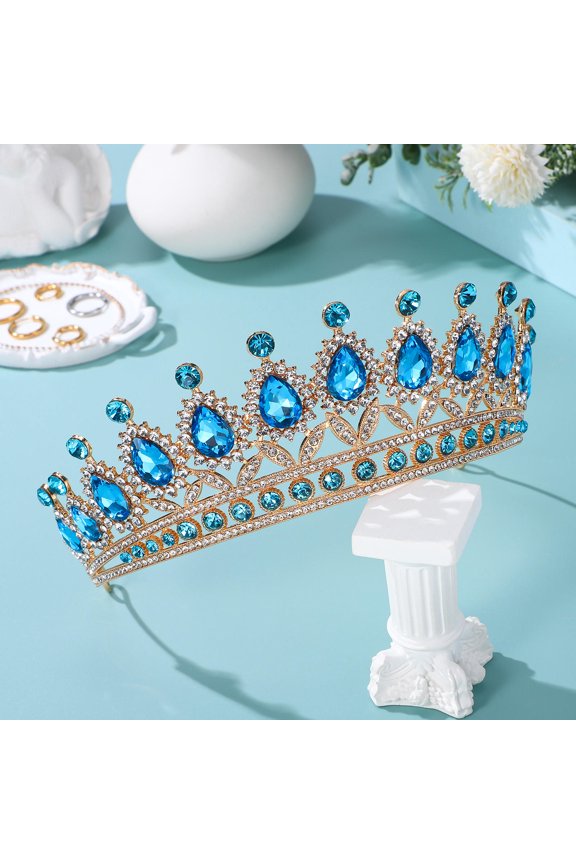Sky Blue Wedding Headband Rhinestone Tiara for Brides Perfect Bridal Accessory