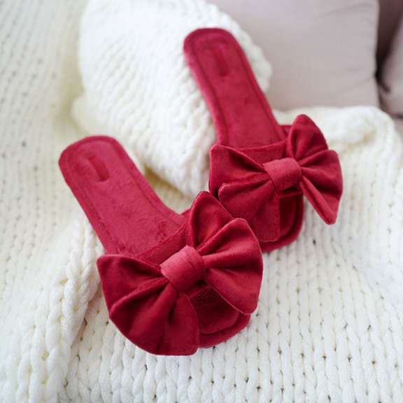 HONMEET Women's Bowknot Slippers Non- Comfortable Home Indoor Shoes 1 Pair