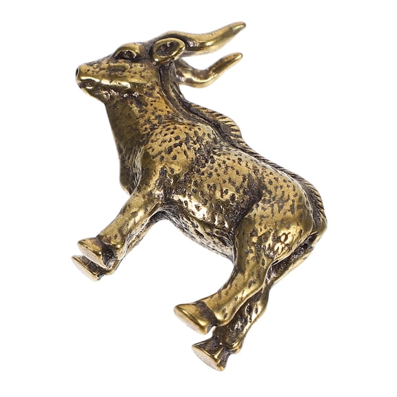HONMEET Small Brass Antelope Ornament with Retro Look for Office Or Apartment Decor