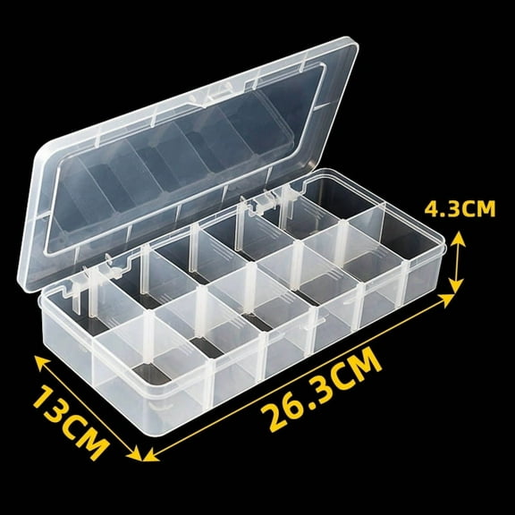 TABLZONE Plastic Compartment Organizer Box with Removable Dividers for Nail Supplies and Beads