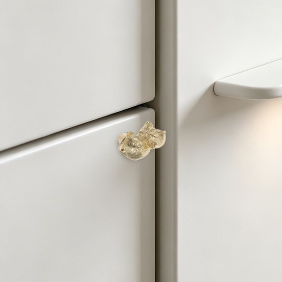 HONMEET Adorable Golden Cat Shaped Brass Drawer Pulls for Home Decor
