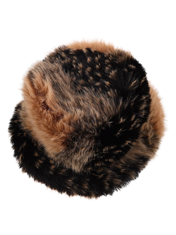 Multicolor Fuzzy Bucket Hat, Plush Faux Fisherman Cap, Warm Winter Outdoor Cold Weather Hat for Adult Men and Women