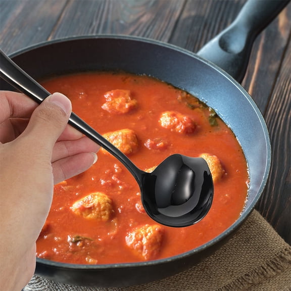 HONMEET Black Small Sauce Ladle, 304 Stainless Steel Duckbill Design, Kitchen Cooking Tool, Easy to Use, , 1 Piece
