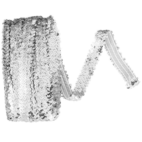 HONMEET Elastic Plated Silver Sequin Trim for Fabric Crafts and Decorative Curtain Projects