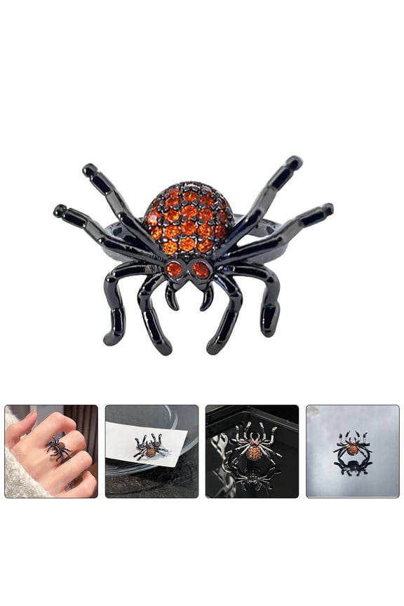 Punk Style Spider Ring Rhinestone Inlaid Zinc Alloy 1Pcs for Cosplay Party