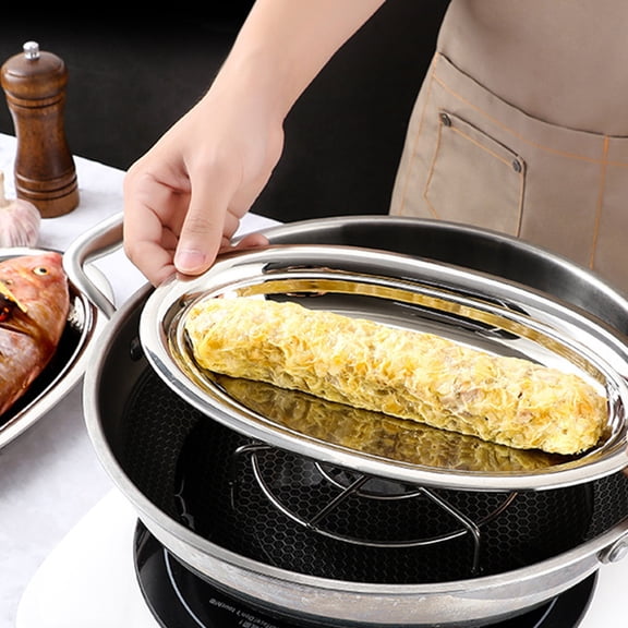 HONMEET Stainless Steel Oval Fish Serving Platter Design 1 Piece Kitchen Plate