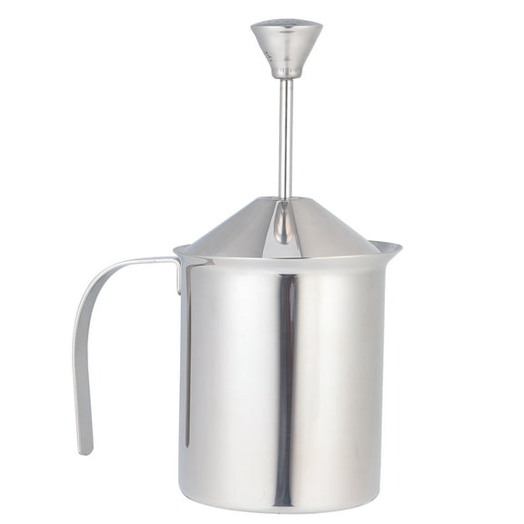 HONMEET Manual Milk Frother Silver Stainless Steel for Making Coffee