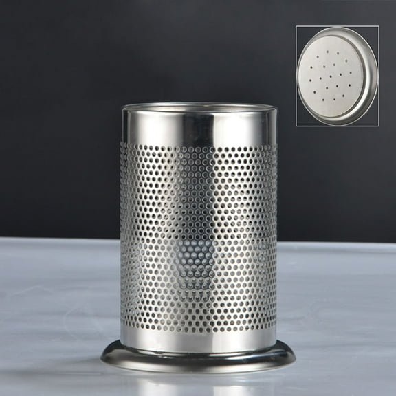 HONMEET Stainless Steel Utensil Organizer With Drain Thicken Holder For Countertop Storage Cooking Tool Storage